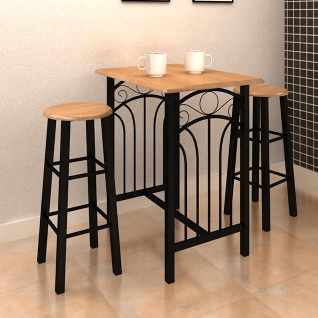 3-delige Bartafel en -krukkenset massief hout en staal is nu te koop bij PeponiXL, paradijselijk wonen!