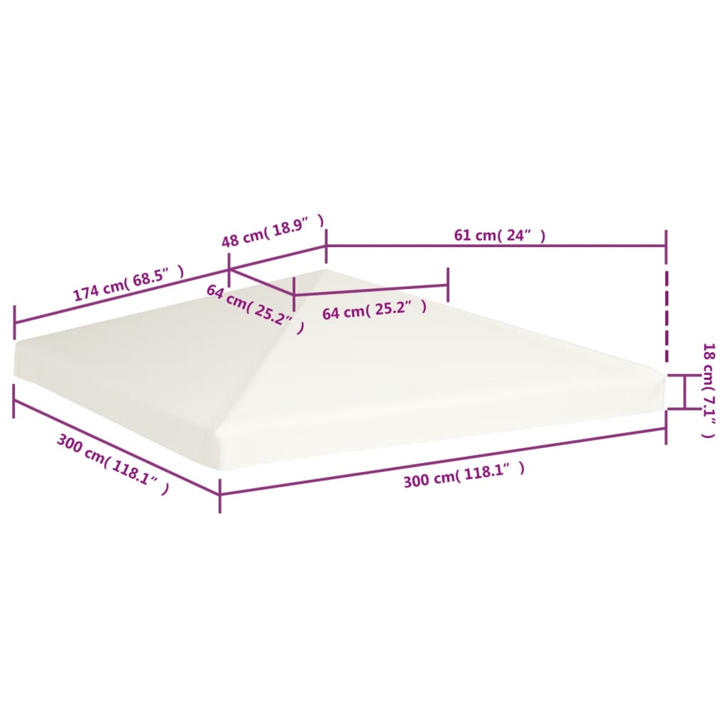 Prieeldak 310 g/m² 3x3 m crèmewit is nu te koop bij PeponiXL, paradijselijk wonen!