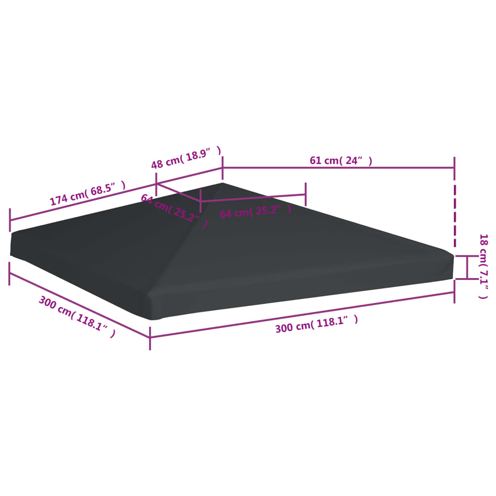 Prieeldak 310 g/m² 3x3 m grijs is nu te koop bij PeponiXL, paradijselijk wonen!