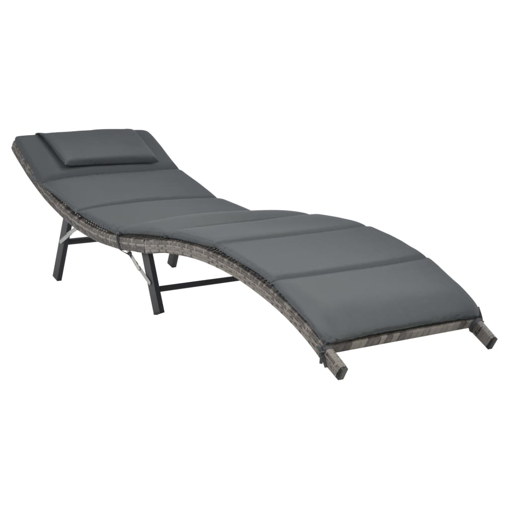 3-delige Loungeset inklapbaar poly rattan grijs is nu te koop bij PeponiXL, paradijselijk wonen!