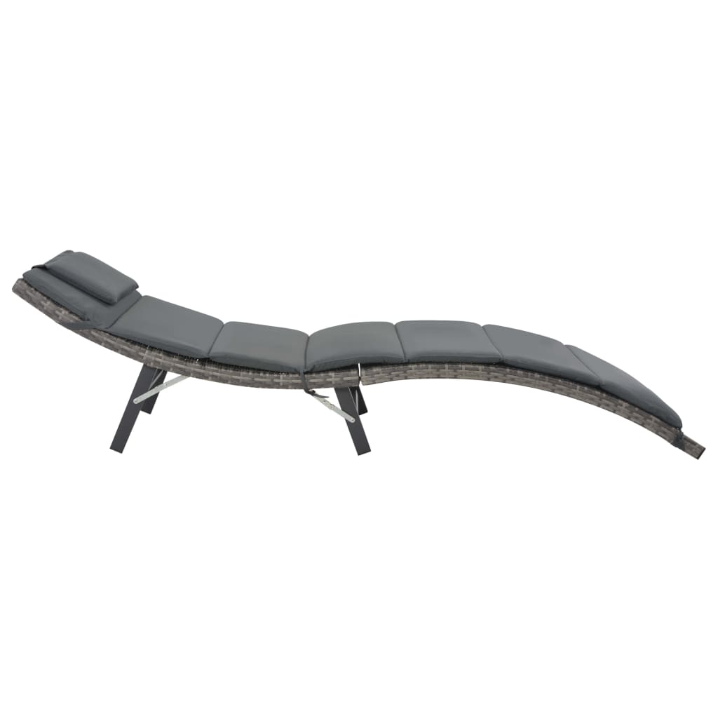 3-delige Loungeset inklapbaar poly rattan grijs is nu te koop bij PeponiXL, paradijselijk wonen!
