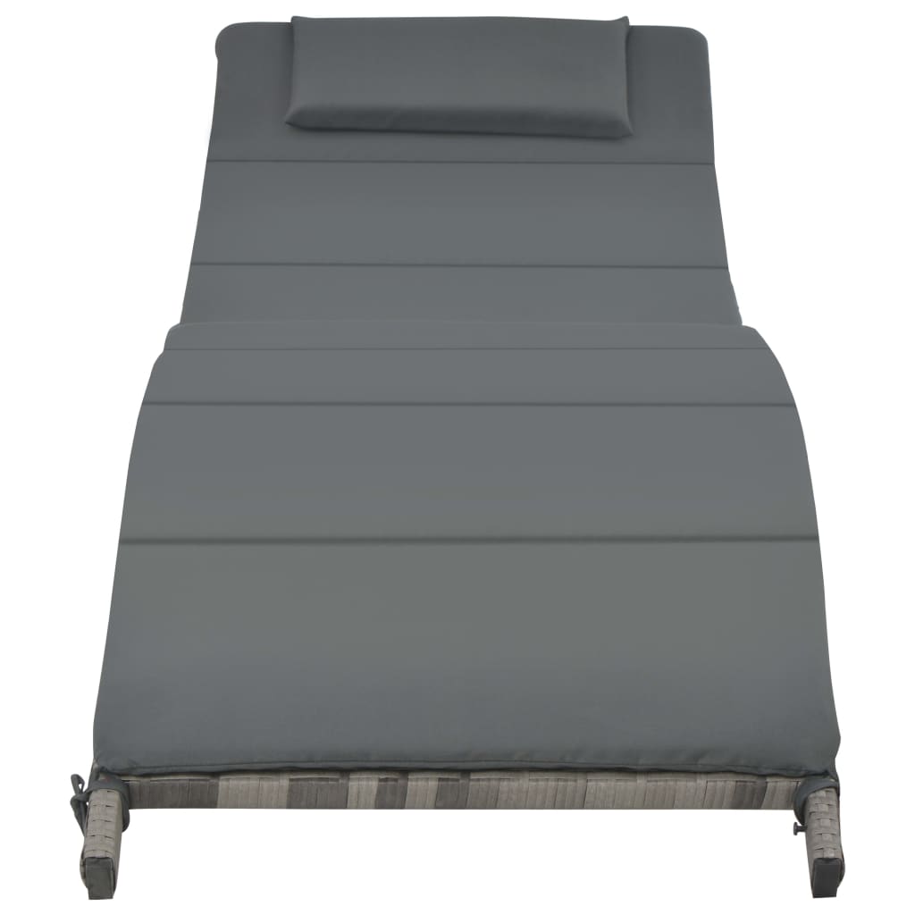 3-delige Loungeset inklapbaar poly rattan grijs is nu te koop bij PeponiXL, paradijselijk wonen!