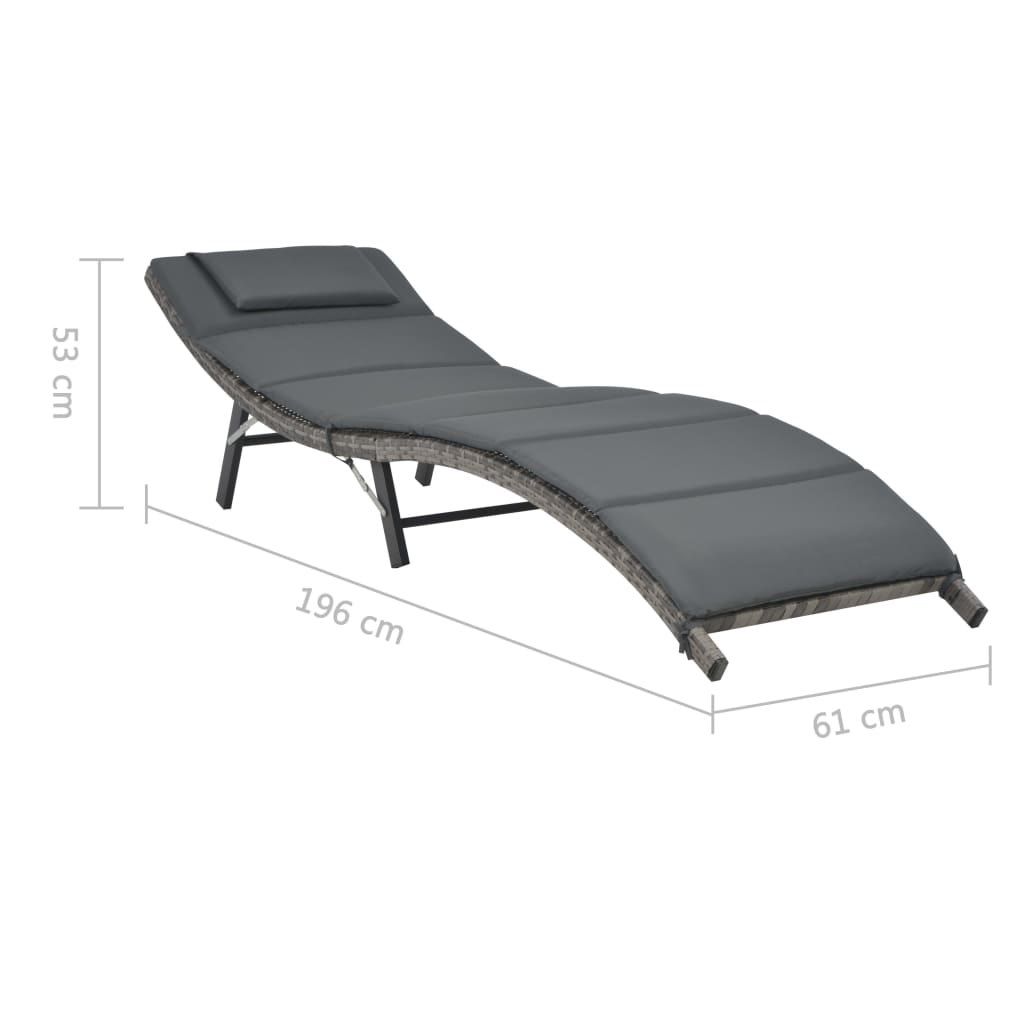 3-delige Loungeset inklapbaar poly rattan grijs is nu te koop bij PeponiXL, paradijselijk wonen!