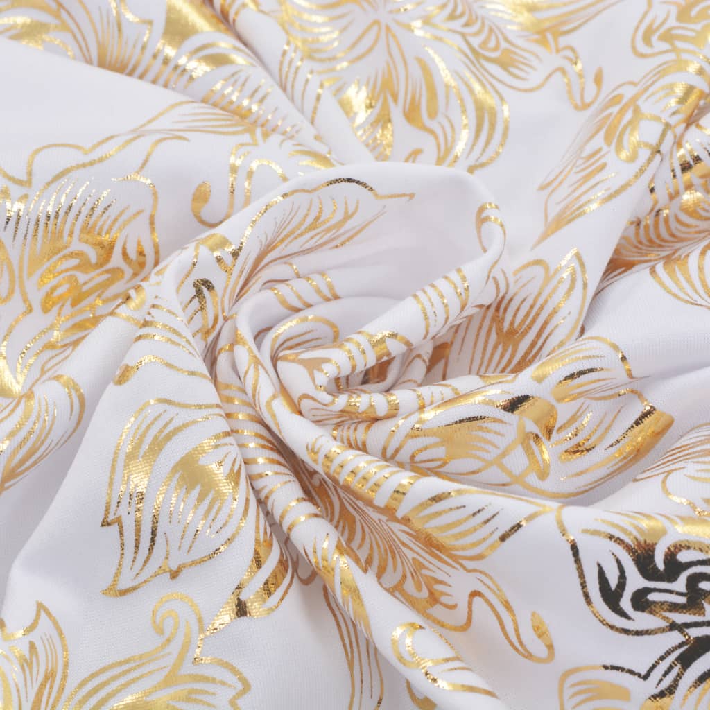 Stoelhoezen 6 st recht stretch wit met gouden opdruk is nu te koop bij PeponiXL, paradijselijk wonen!