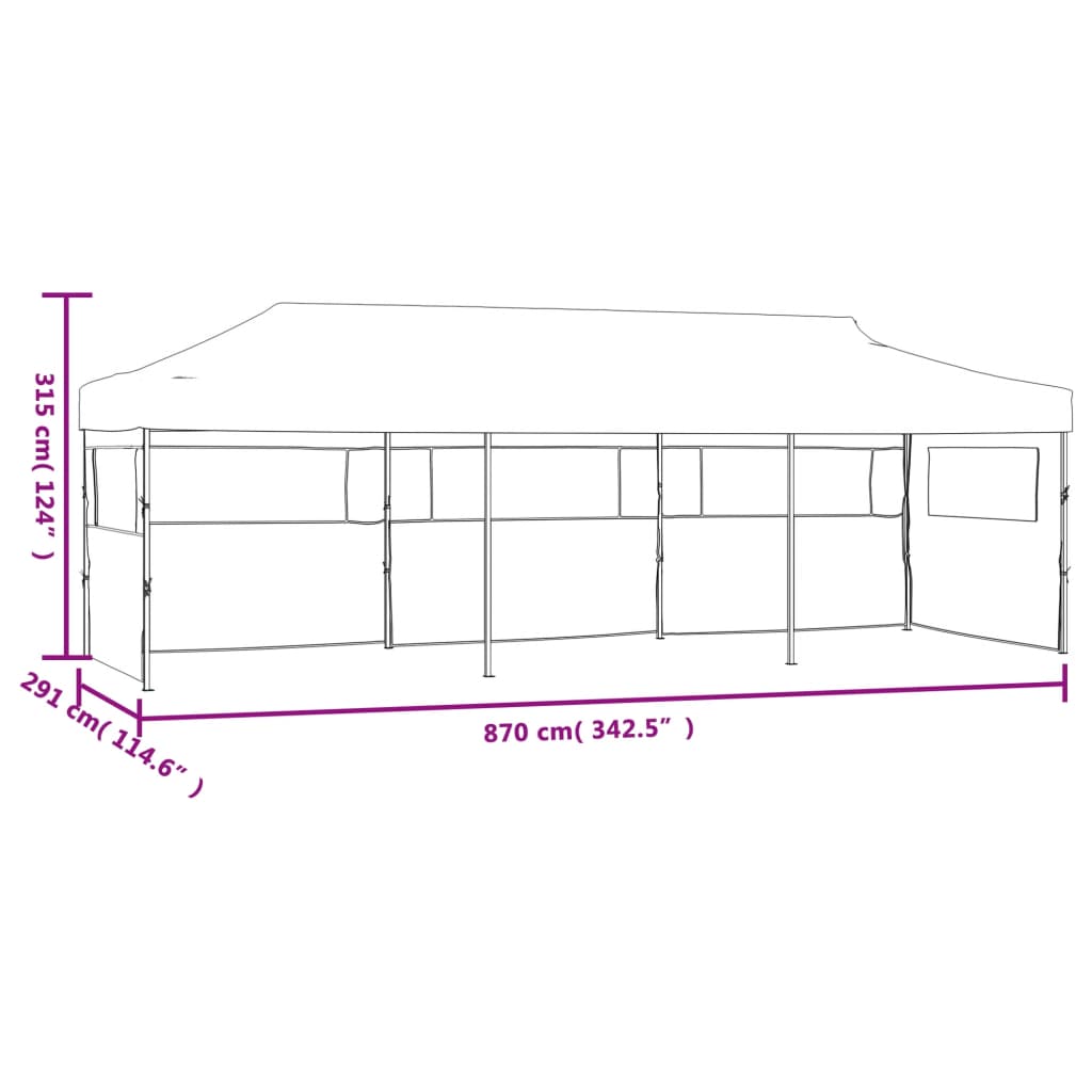Vouwtent pop-up met 5 zijwanden 870x291x315 cm antraciet is nu te koop bij PeponiXL, paradijselijk wonen!
