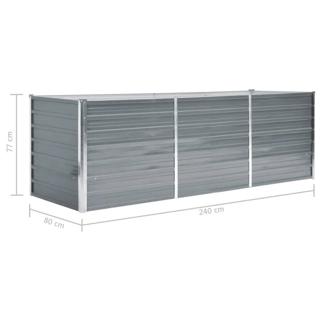 Plantenbak verhoogd 240x80x77 cm gegalvaniseerd staal grijs is nu te koop bij PeponiXL, paradijselijk wonen!