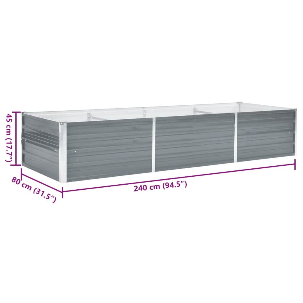 Plantenbak verhoogd 240x80x45 cm gegalvaniseerd staal grijs is nu te koop bij PeponiXL, paradijselijk wonen!