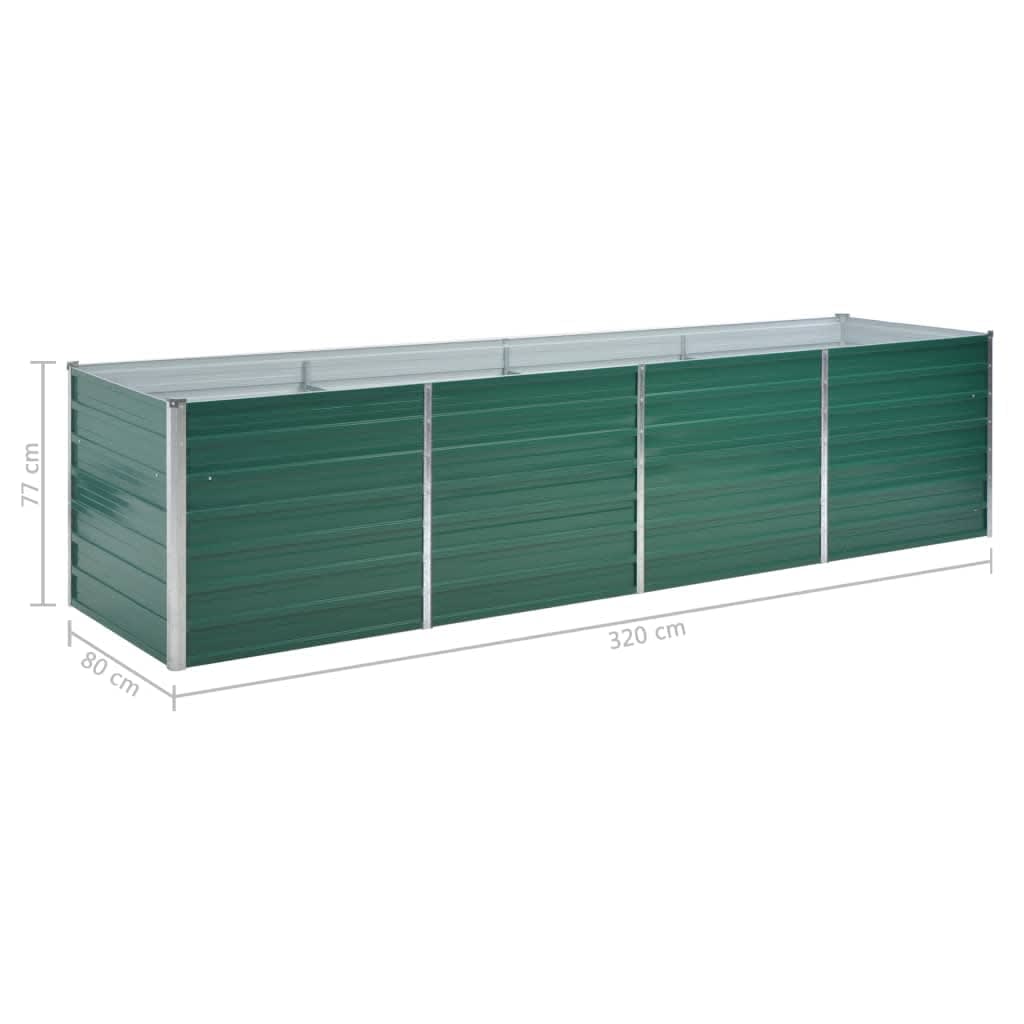 Plantenbak verhoogd 320x80x77 cm gegalvaniseerd staal groen is nu te koop bij PeponiXL, paradijselijk wonen!