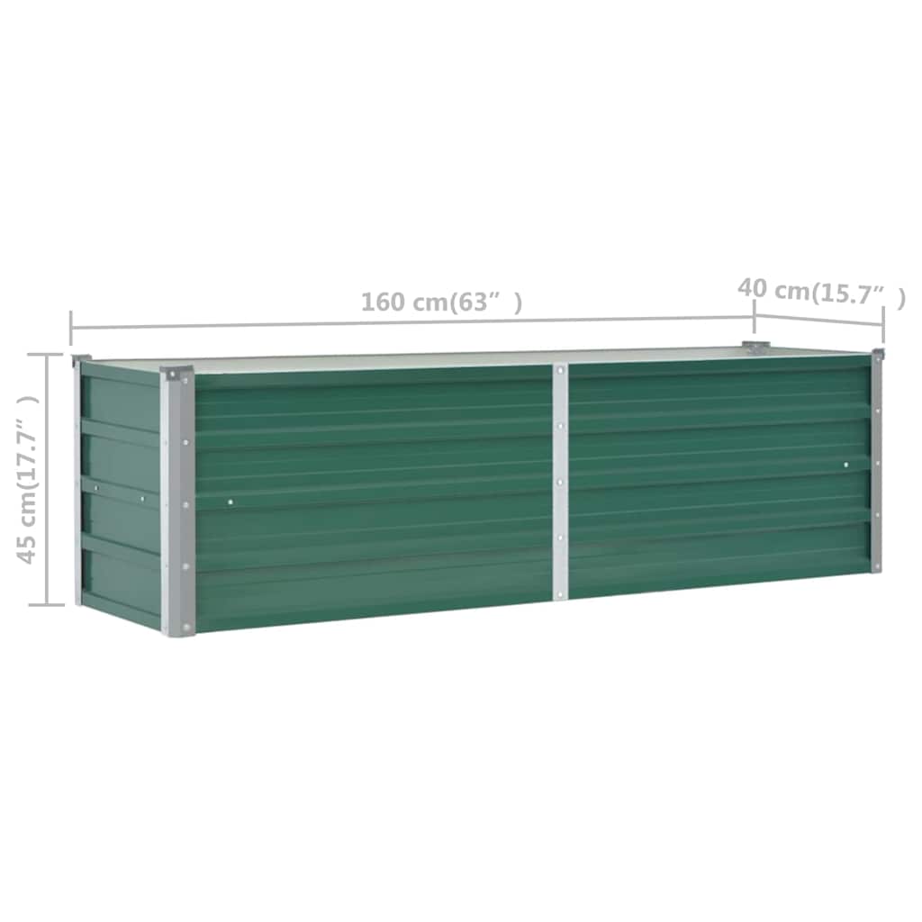 Plantenbak verhoogd 160x40x45 cm gegalvaniseerd staal groen is nu te koop bij PeponiXL, paradijselijk wonen!