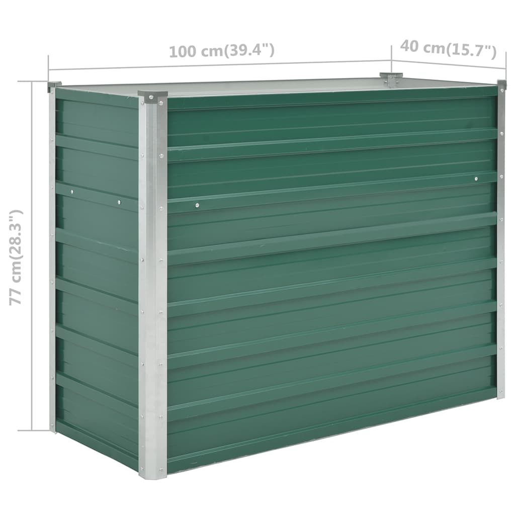 Plantenbak verhoogd 100x40x77 cm gegalvaniseerd staal groen is nu te koop bij PeponiXL, paradijselijk wonen!