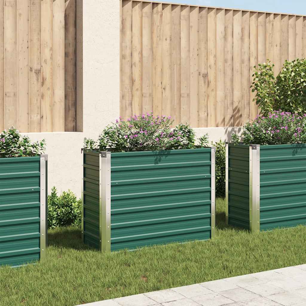 Plantenbak verhoogd 100x40x77 cm gegalvaniseerd staal groen is nu te koop bij PeponiXL, paradijselijk wonen!