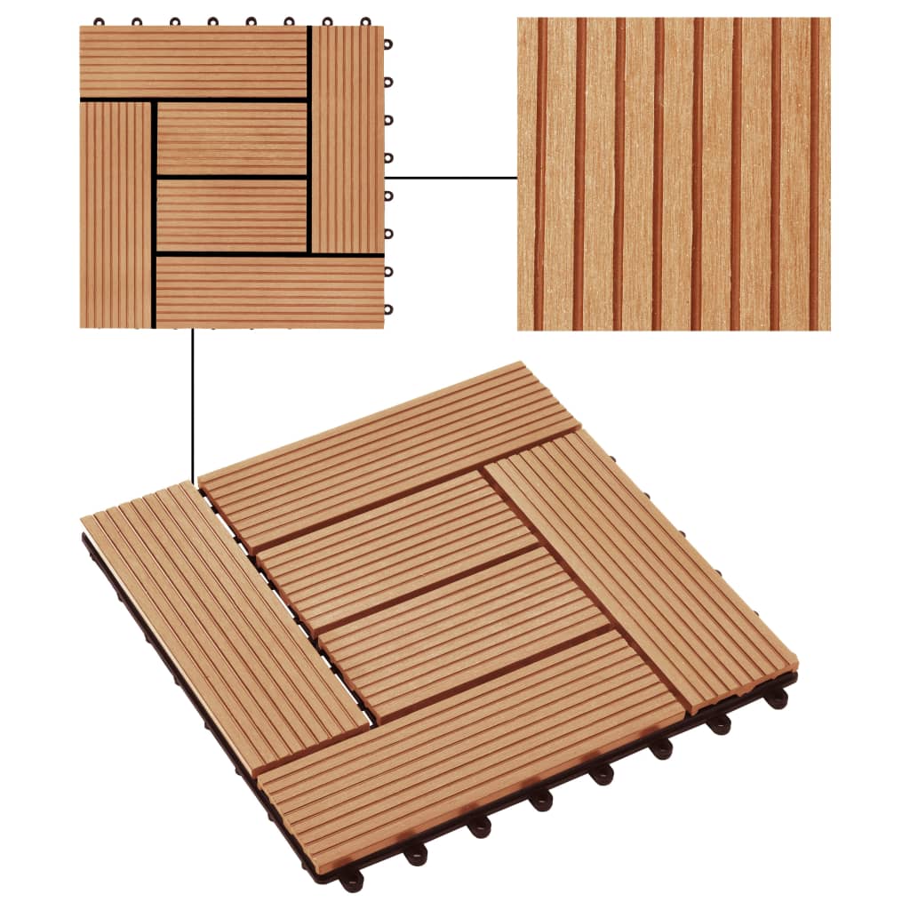 Terrastegels 30x30 cm 1 m² HKC teakkleur 11 st is nu te koop bij PeponiXL, paradijselijk wonen!