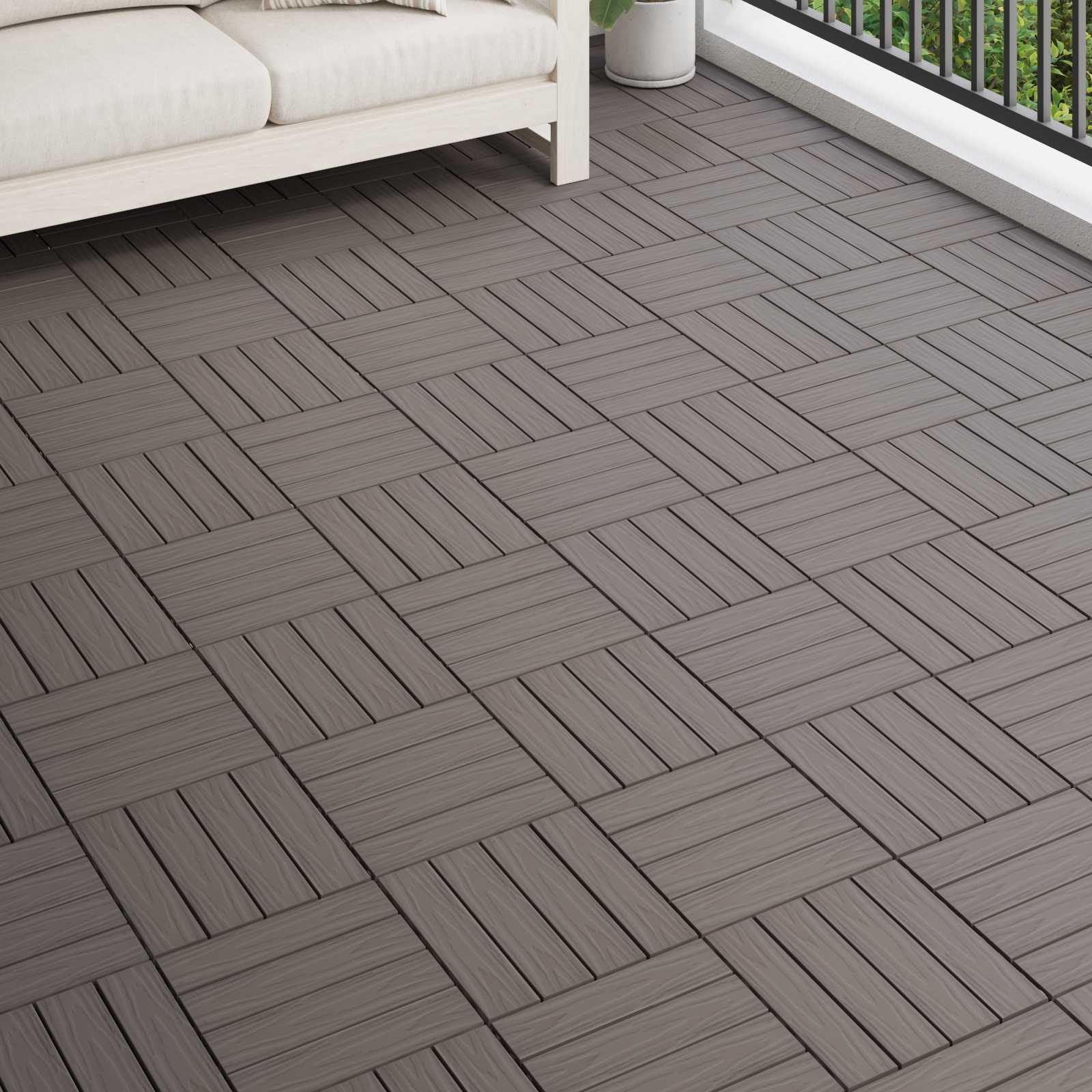 Terras Tegel 3D-Design 11 pcs Donkerbruin 30 x 30 cm WPC is nu te koop bij PeponiXL, paradijselijk wonen!