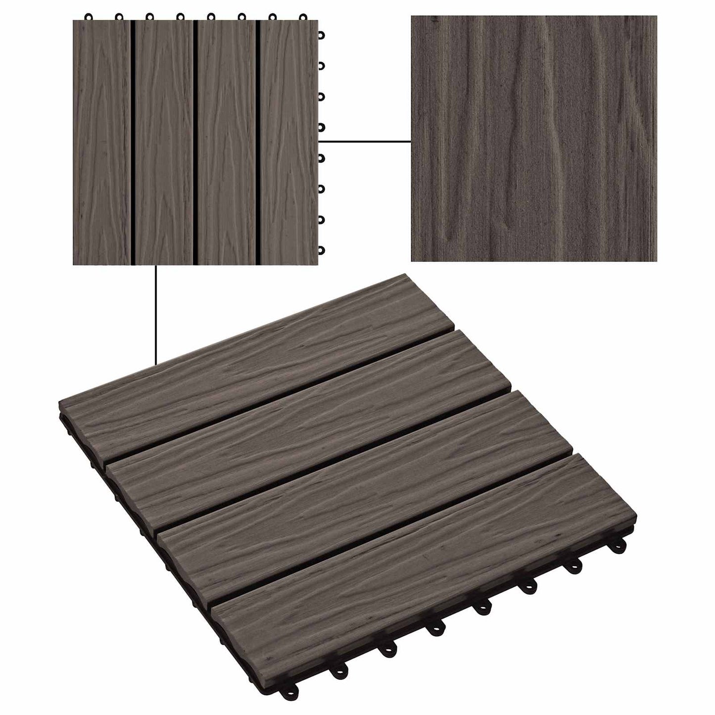Terras Tegel 3D-Design 11 pcs Donkerbruin 30 x 30 cm WPC is nu te koop bij PeponiXL, paradijselijk wonen!