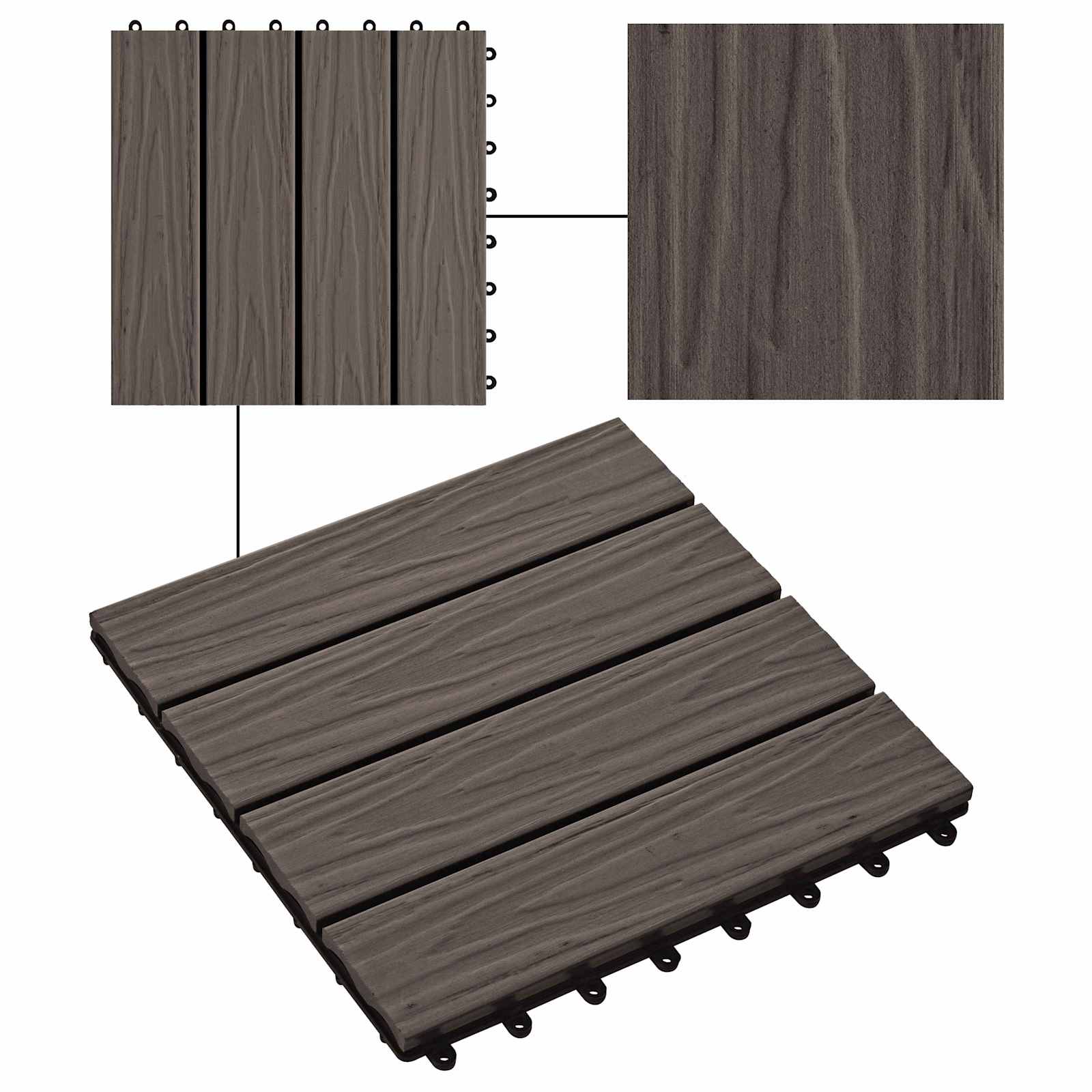 Terras Tegel 3D-Design 11 pcs Donkerbruin 30 x 30 cm WPC is nu te koop bij PeponiXL, paradijselijk wonen!