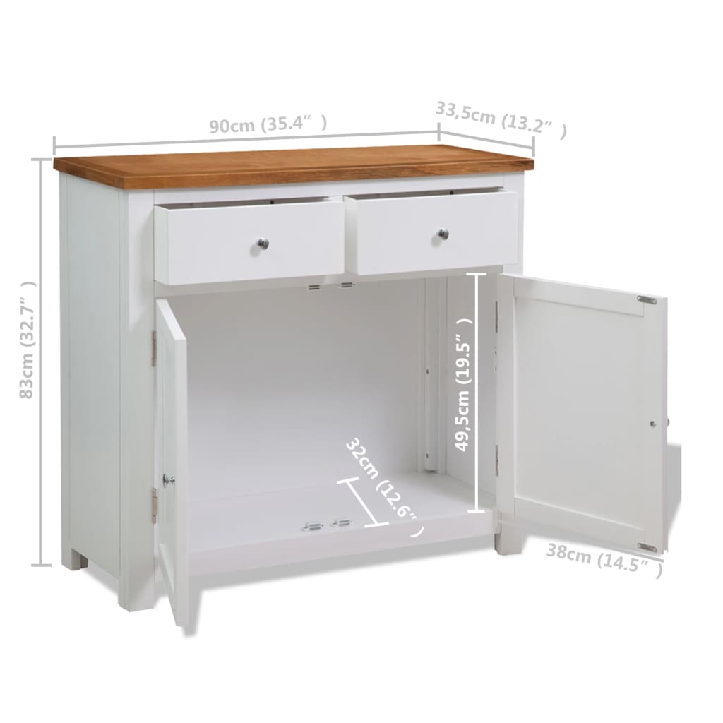 Dressoir 90x33,5x83 cm massief eikenhout is nu te koop bij PeponiXL, paradijselijk wonen!