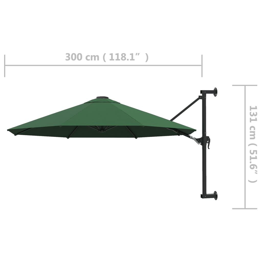 Wandparasol met metalen paal 300 cm groen is nu te koop bij PeponiXL, paradijselijk wonen!