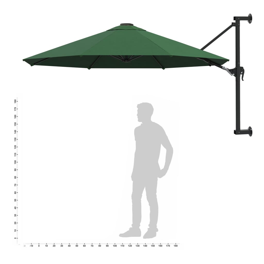 Wandparasol met metalen paal 300 cm groen is nu te koop bij PeponiXL, paradijselijk wonen!