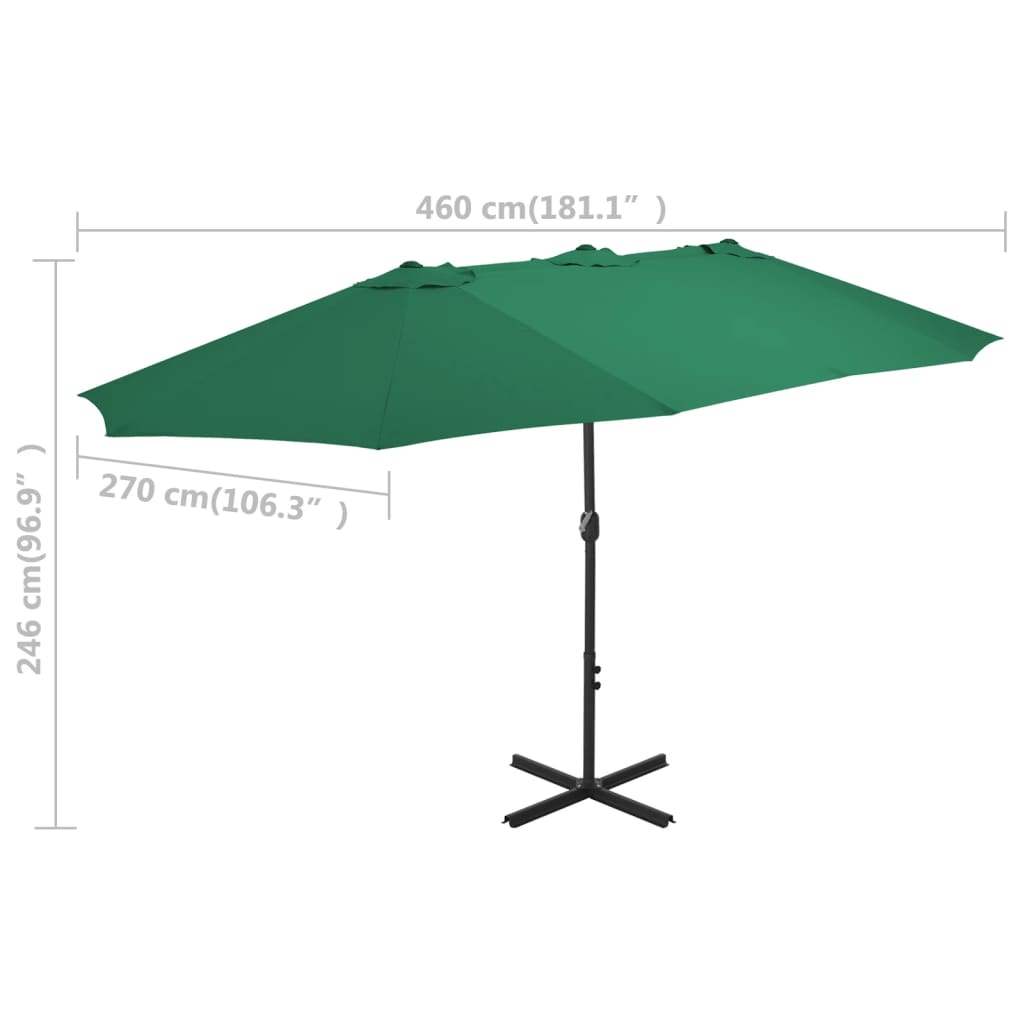 Parasol met aluminium paal 460x270 cm groen is nu te koop bij PeponiXL, paradijselijk wonen!