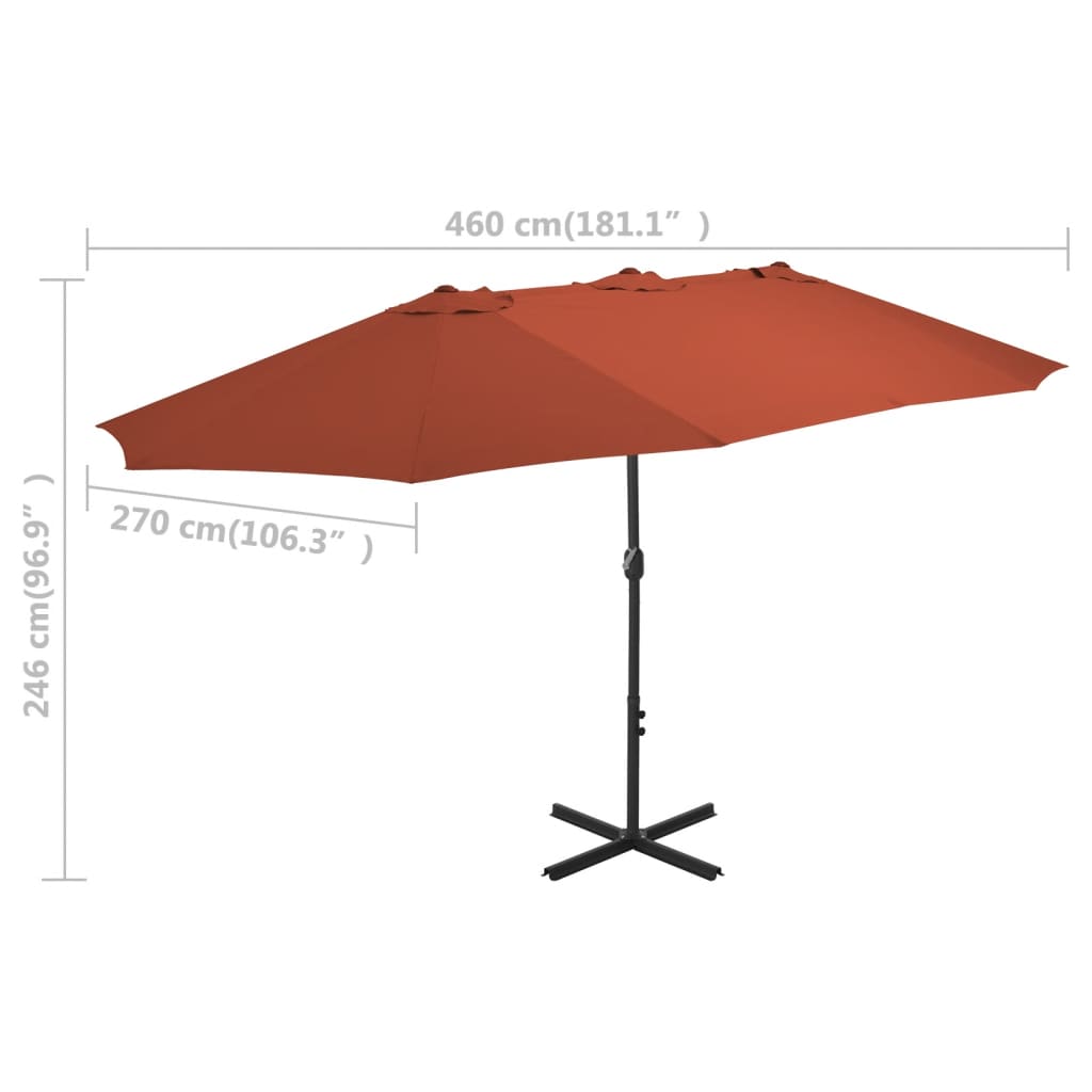 Parasol met aluminium paal 460x270 cm terracotta is nu te koop bij PeponiXL, paradijselijk wonen!