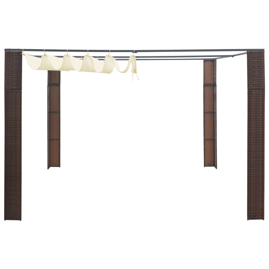 Prieel met dak 300x300x220 cm poly rattan bruin en crème is nu te koop bij PeponiXL, paradijselijk wonen!