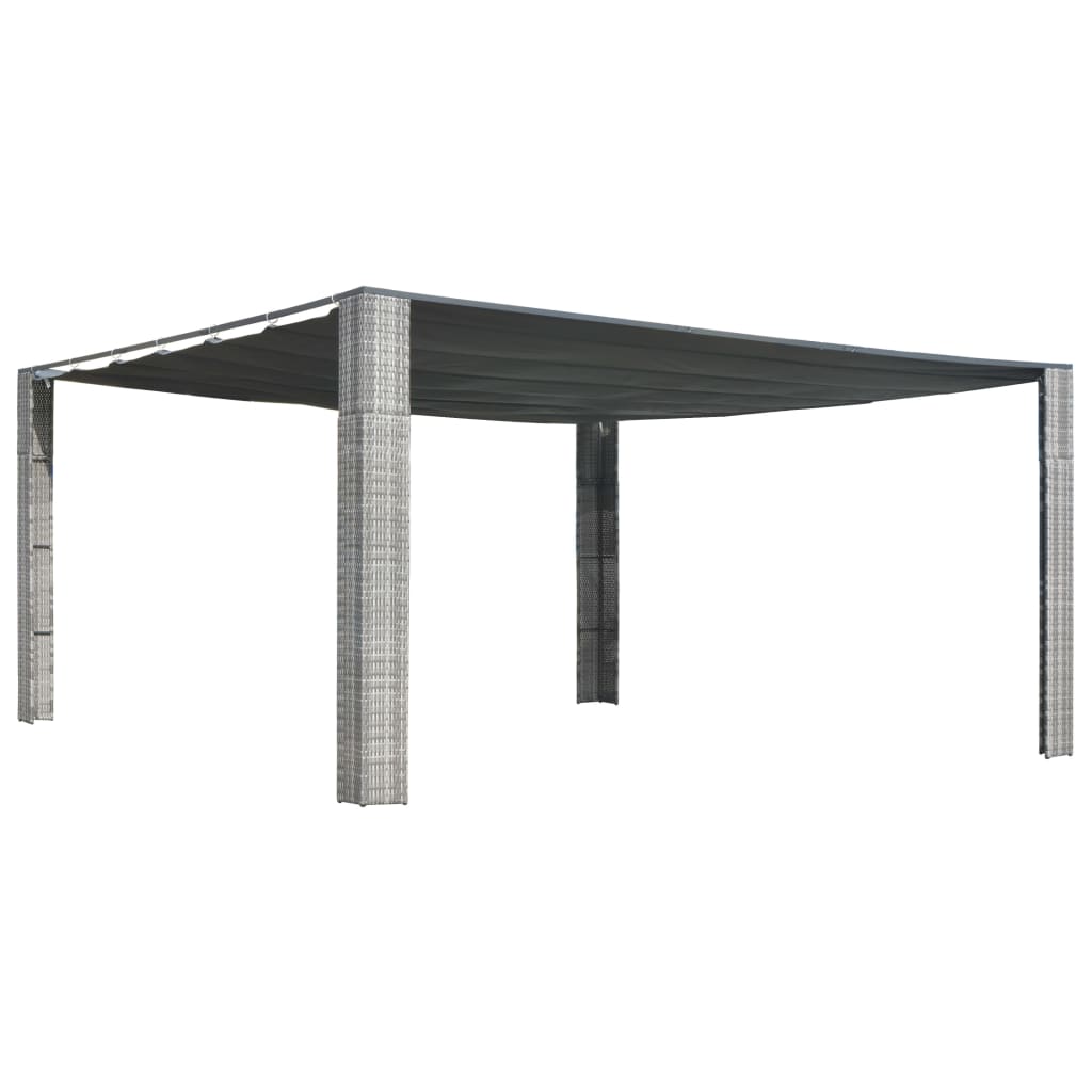 Prieel met schuifdak 400x400x200 cm poly rattan grijs antraciet is nu te koop bij PeponiXL, paradijselijk wonen!