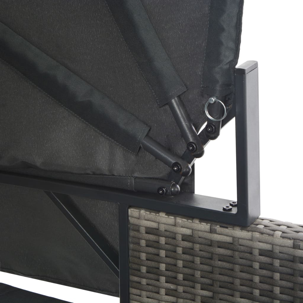 Ligbed 2-persoons met luifel poly rattan grijs is nu te koop bij PeponiXL, paradijselijk wonen!