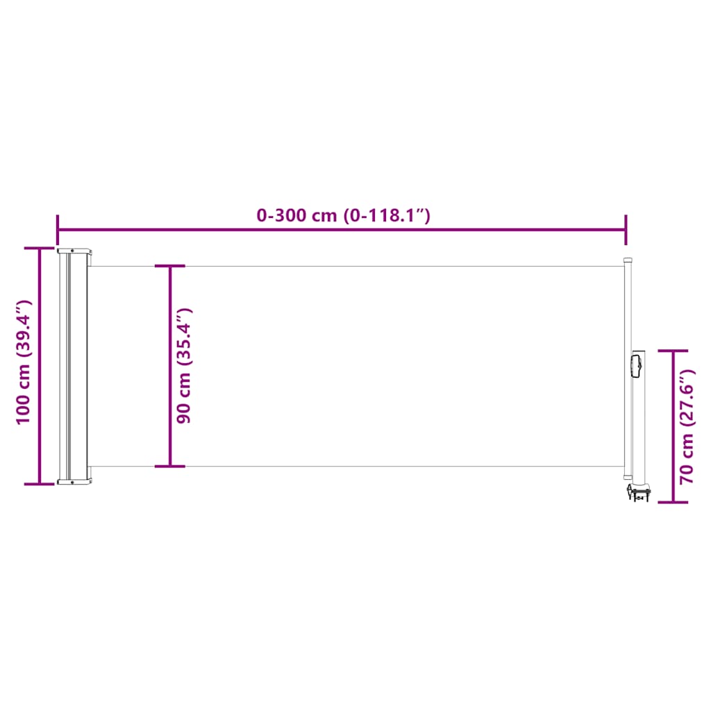 Tuinscherm uittrekbaar 100x300 cm grijs is nu te koop bij PeponiXL, paradijselijk wonen!