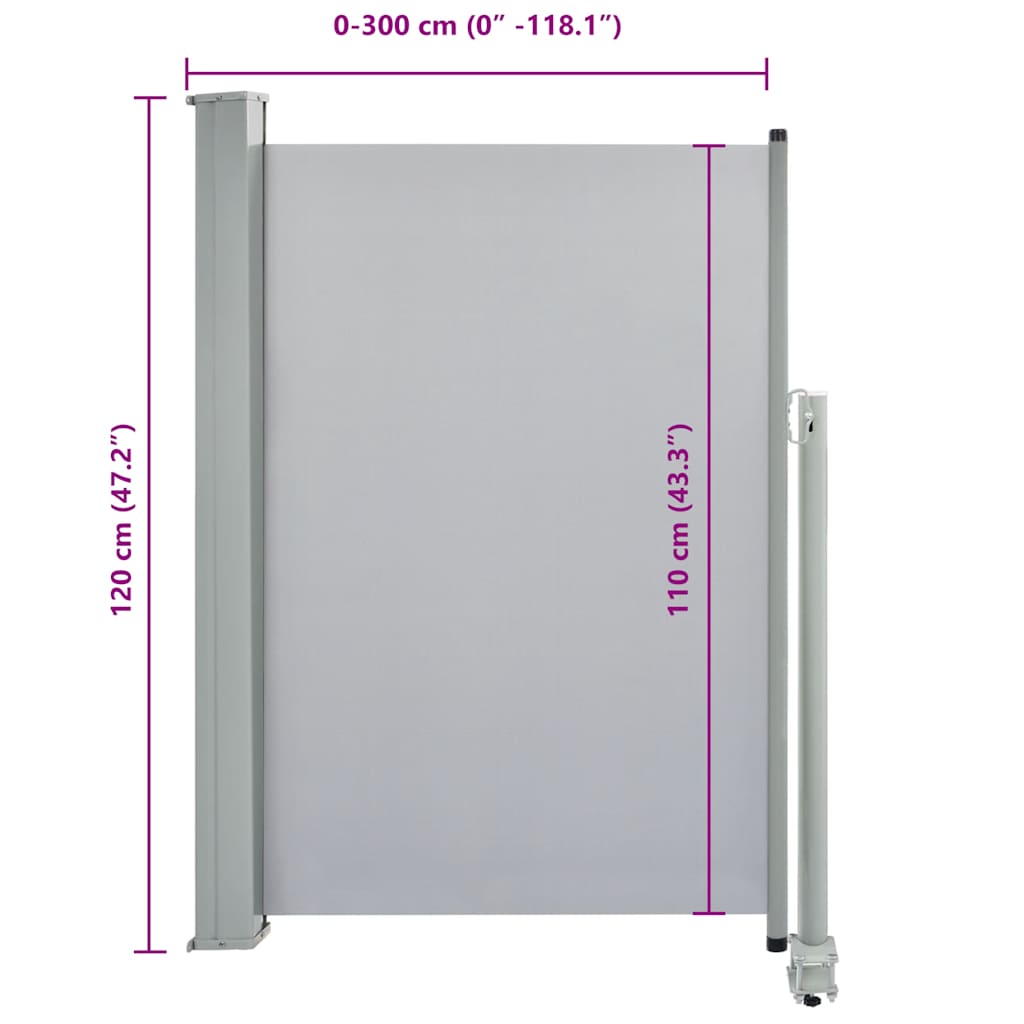 Tuinscherm uittrekbaar 120x300 cm grijs is nu te koop bij PeponiXL, paradijselijk wonen!