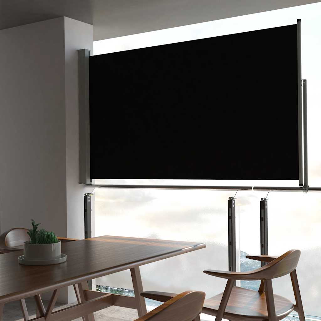 Tuinscherm uittrekbaar 140x300 cm zwart is nu te koop bij PeponiXL, paradijselijk wonen!