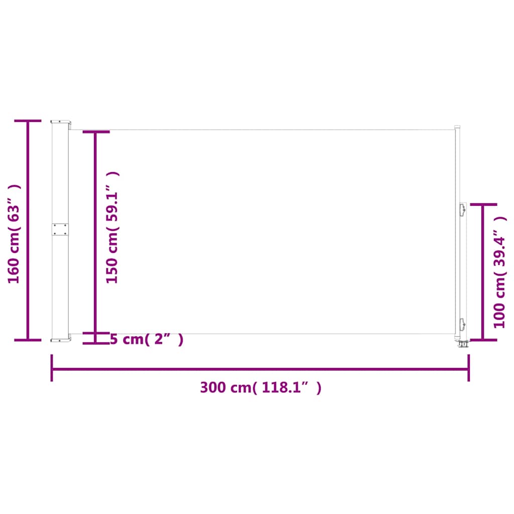 Tuinscherm uittrekbaar 160x300 cm crèmekleurig is nu te koop bij PeponiXL, paradijselijk wonen!