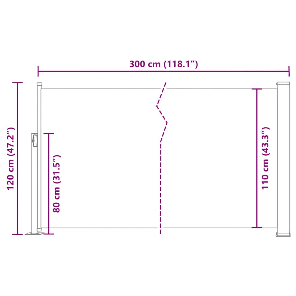 Windscherm uittrekbaar 120x300 cm zwart is nu te koop bij PeponiXL, paradijselijk wonen!