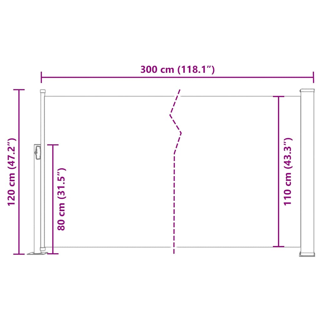 Windscherm uittrekbaar 120x300 cm crème is nu te koop bij PeponiXL, paradijselijk wonen!
