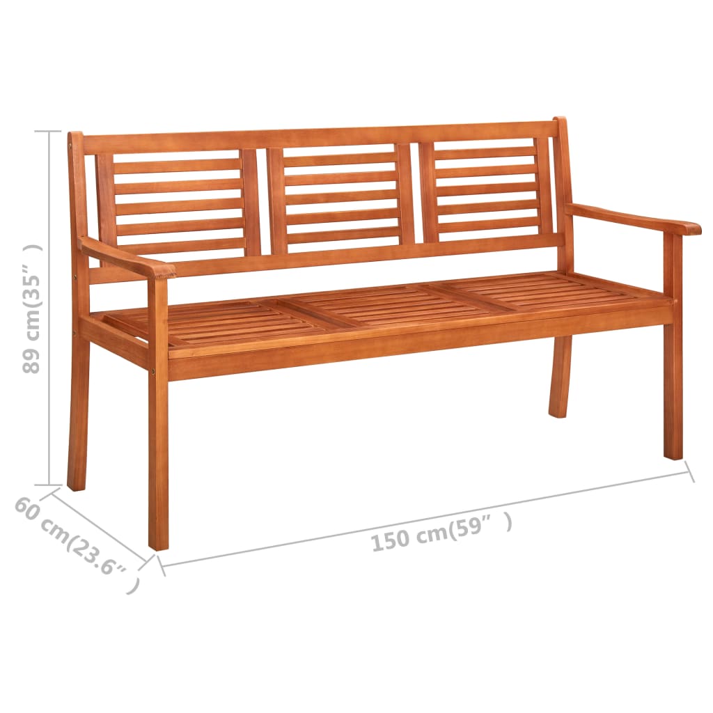 Driezits tuinbank 150 cm massief eucalyptushout is nu te koop bij PeponiXL, paradijselijk wonen!