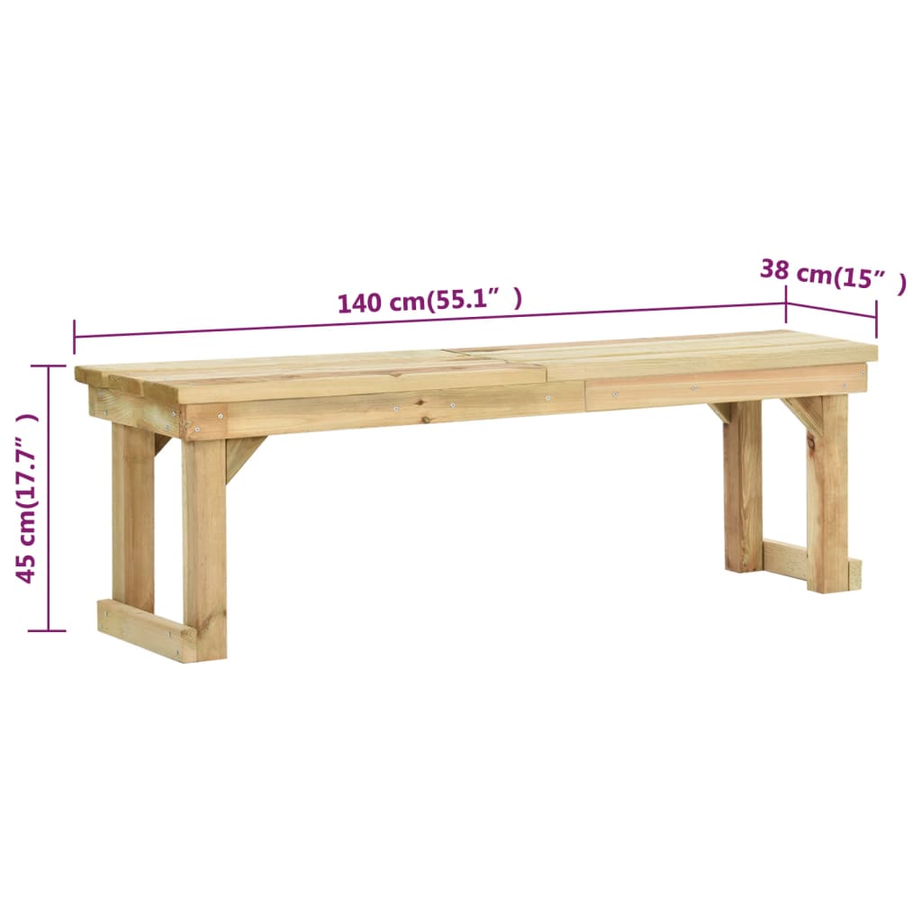 Tuinbank 140 cm geïmpregneerd grenenhout is nu te koop bij PeponiXL, paradijselijk wonen!