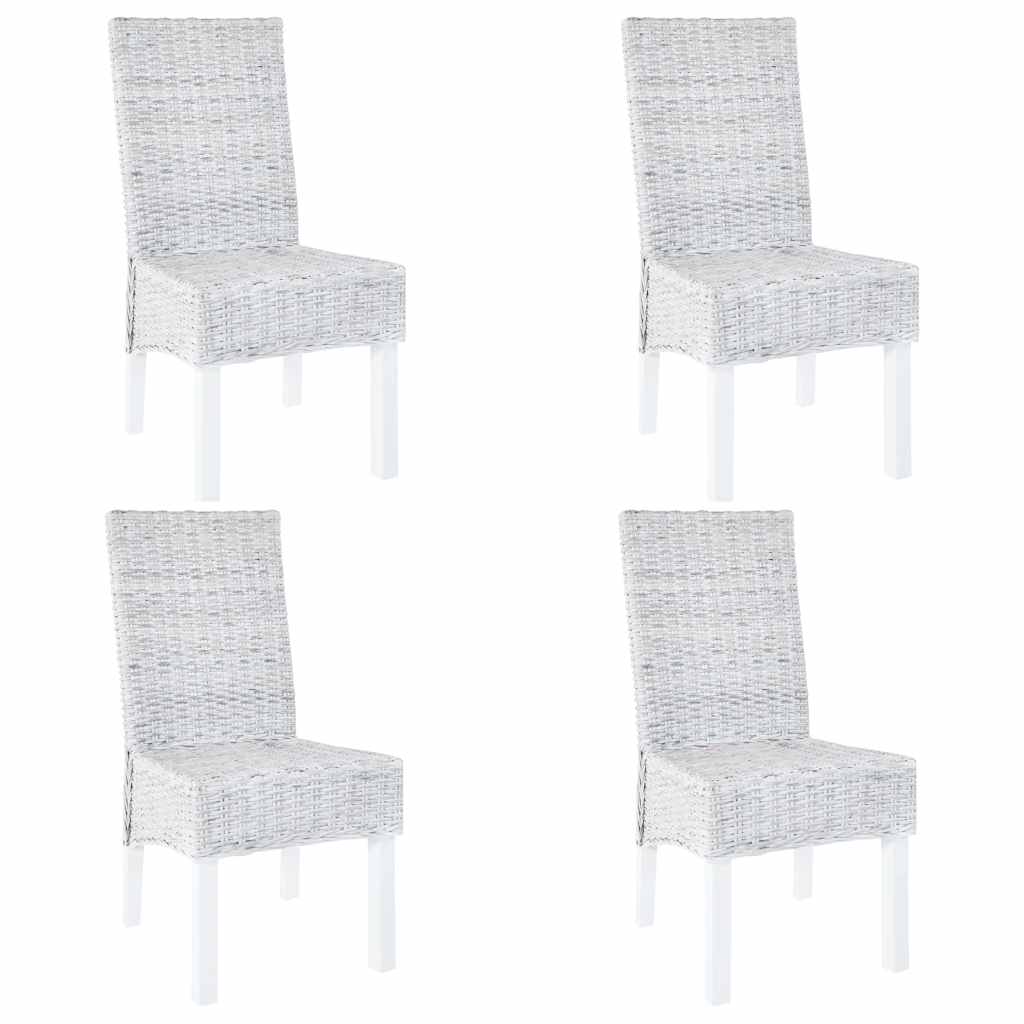 Eetkamerstoelen 4 st kubu rattan en mangohout wit is nu te koop bij PeponiXL, paradijselijk wonen!