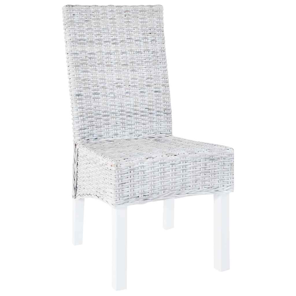 Eetkamerstoelen 4 st kubu rattan en mangohout wit is nu te koop bij PeponiXL, paradijselijk wonen!