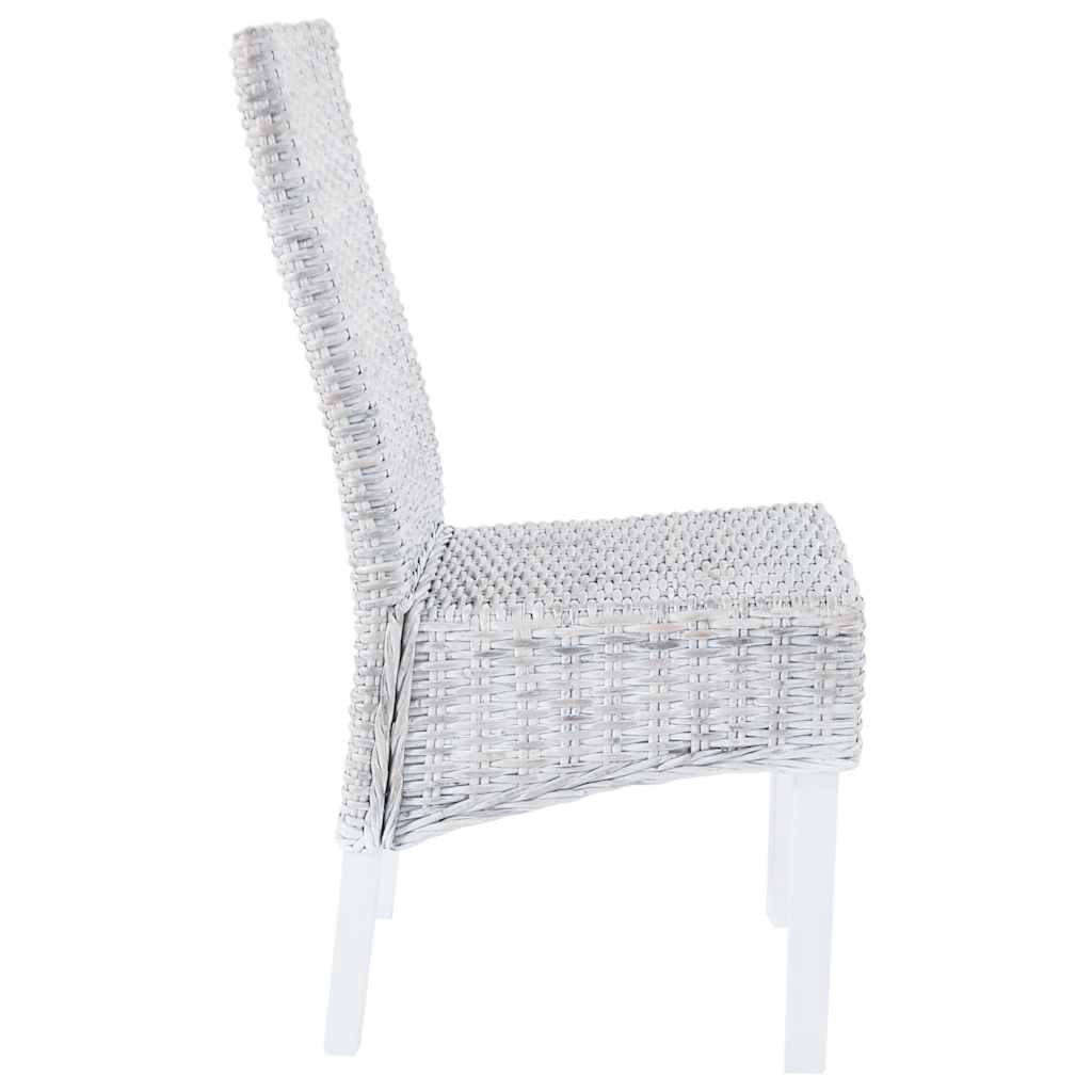 Eetkamerstoelen 4 st kubu rattan en mangohout wit is nu te koop bij PeponiXL, paradijselijk wonen!