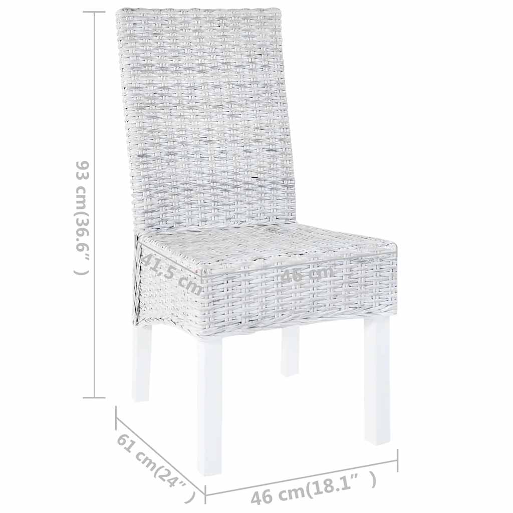 Eetkamerstoelen 4 st kubu rattan en mangohout wit is nu te koop bij PeponiXL, paradijselijk wonen!
