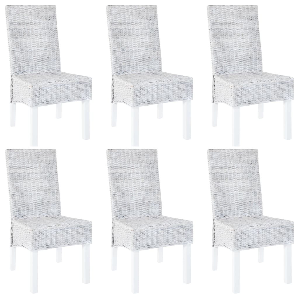 Eetkamerstoelen 6 st kubu rattan en mangohout lichtbruin is nu te koop bij PeponiXL, paradijselijk wonen!