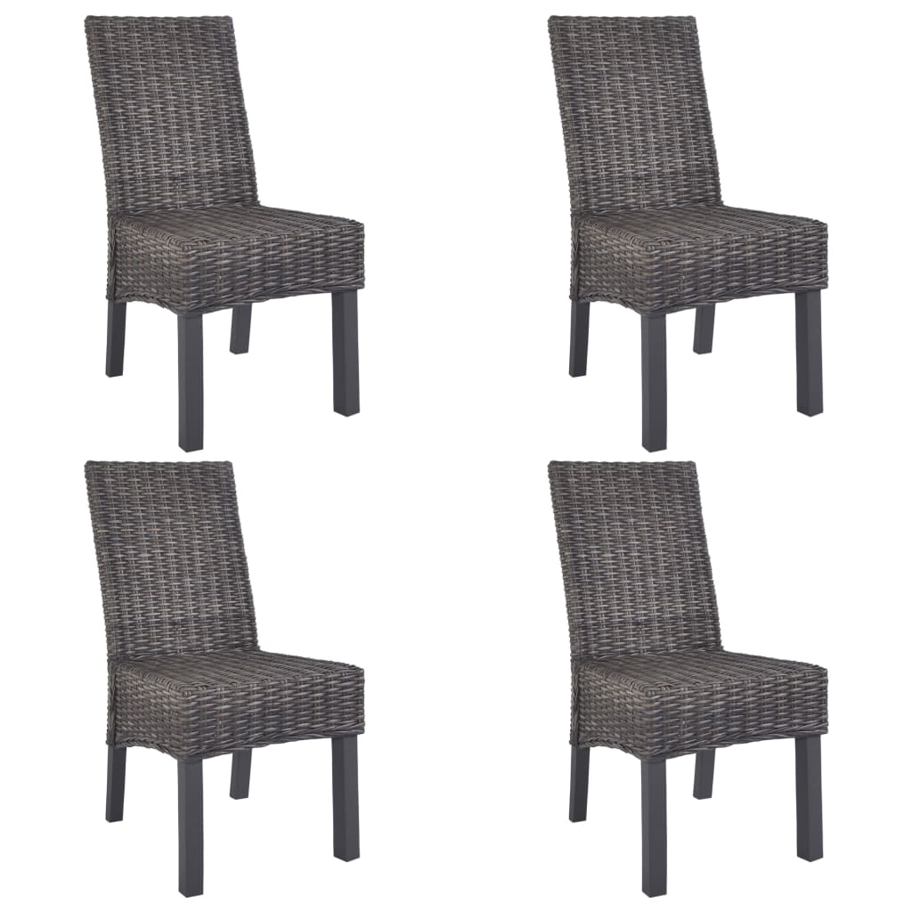 Eetkamerstoelen 4 st kubu rattan en mangohout bruin is nu te koop bij PeponiXL, paradijselijk wonen!