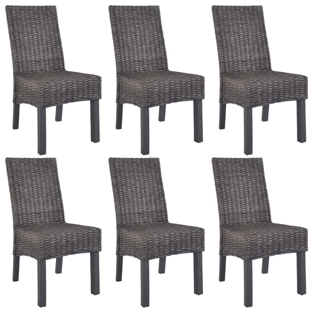 Eetkamerstoelen 6 st kubu rattan en mangohout bruin is nu te koop bij PeponiXL, paradijselijk wonen!