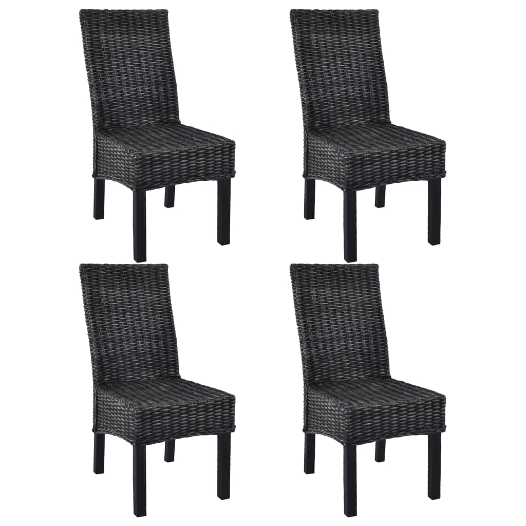 Eetkamerstoelen 4 st kubu rattan en mangohout zwart is nu te koop bij PeponiXL, paradijselijk wonen!