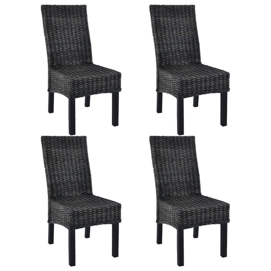 Eetkamerstoelen 4 st kubu rattan en mangohout zwart is nu te koop bij PeponiXL, paradijselijk wonen!