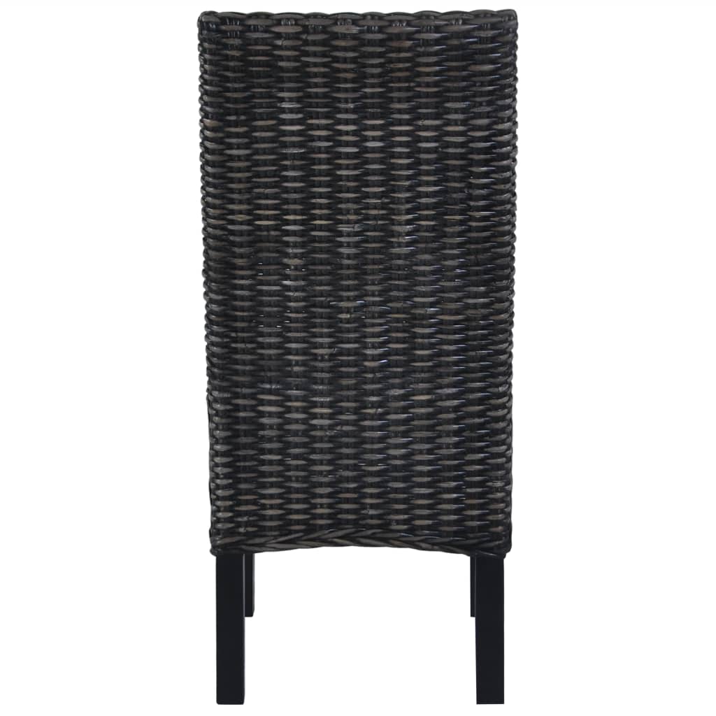 Eetkamerstoelen 4 st kubu rattan en mangohout zwart is nu te koop bij PeponiXL, paradijselijk wonen!