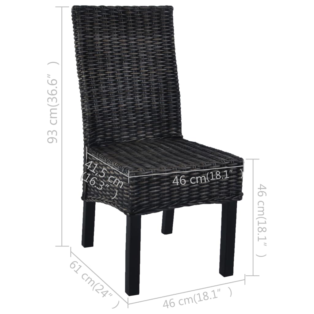 Eetkamerstoelen 4 st kubu rattan en mangohout zwart is nu te koop bij PeponiXL, paradijselijk wonen!
