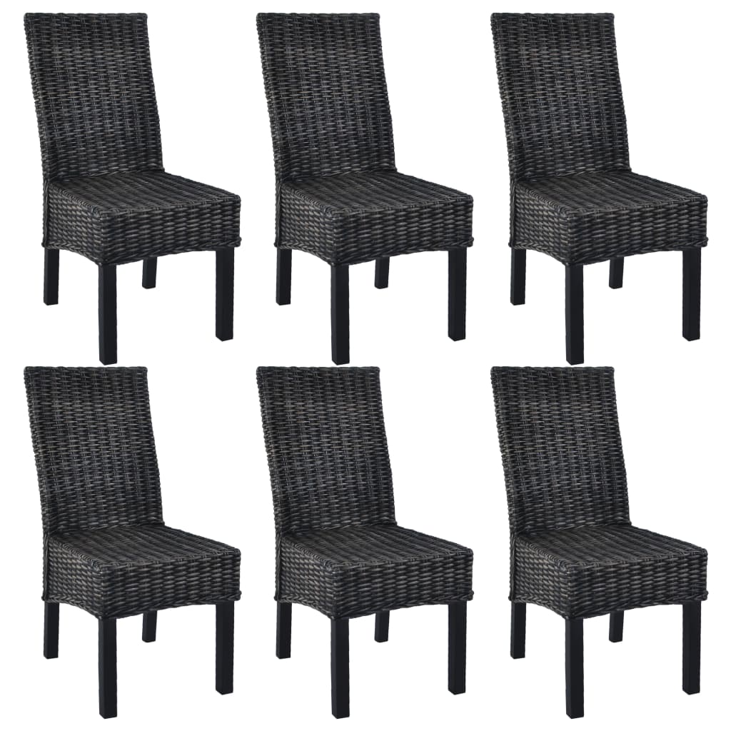 Eetkamerstoelen 6 st kubu rattan en mangohout zwart is nu te koop bij PeponiXL, paradijselijk wonen!