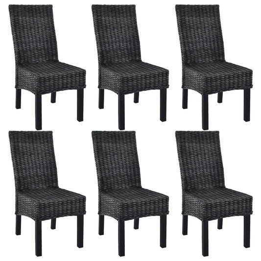 Eetkamerstoelen 6 st kubu rattan en mangohout zwart is nu te koop bij PeponiXL, paradijselijk wonen!