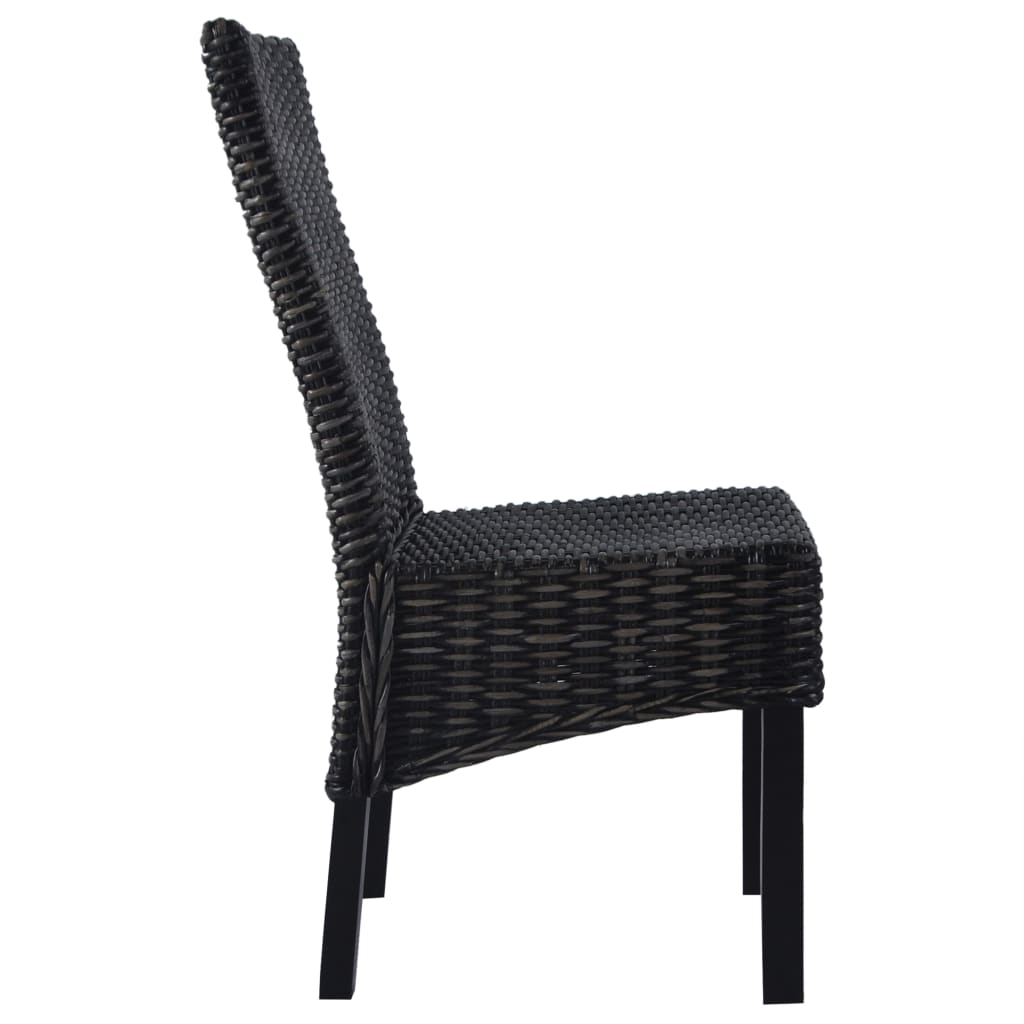 Eetkamerstoelen 6 st kubu rattan en mangohout zwart is nu te koop bij PeponiXL, paradijselijk wonen!