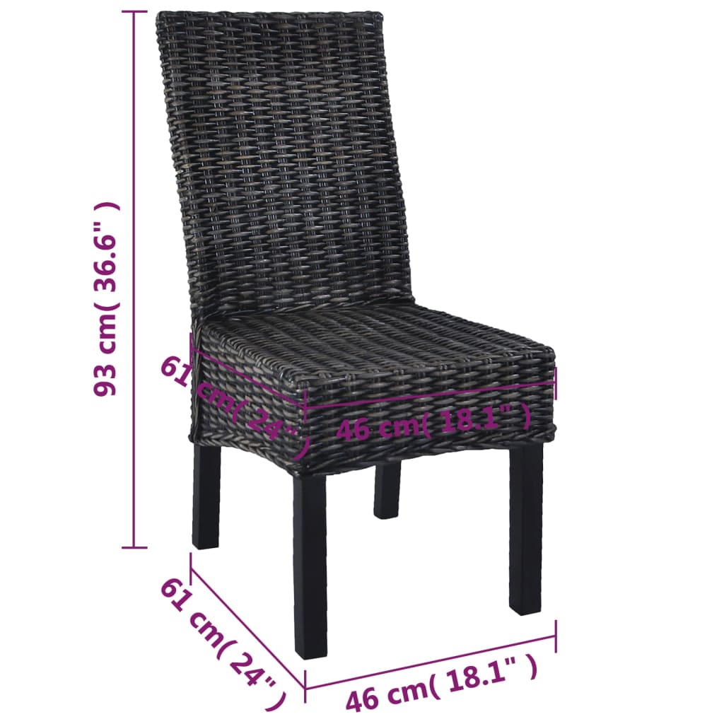 Eetkamerstoelen 6 st kubu rattan en mangohout zwart is nu te koop bij PeponiXL, paradijselijk wonen!